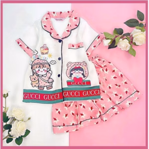 Đồ Bộ Trẻ Em Pijama Lụa Satin Thiết Kế Quần Đùi Size 9 (21-23Kg) - Thaovy Kids