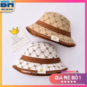 Mũ Chống Nắng Ngư Dân In Hình Gấu, Vành Tròn - Bách Hóa Shop