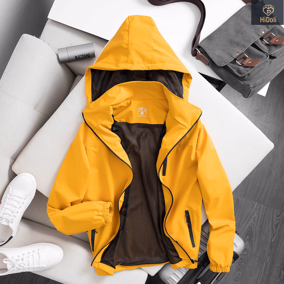 Áo Khoác Gió Nam Nữ Lót Lưới 3 Khóa Vải Tráng Bạc Chống Nước Unisex Cao Cấp - Chipxinhxk - Ảnh 2