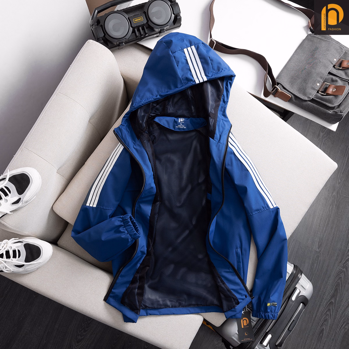 Áo Khoác Gió Nam 2 Lớp Phối Sọc Chống Nước, Chống Tia Uv Cao Cấp - Chipxinhxk - Ảnh 4