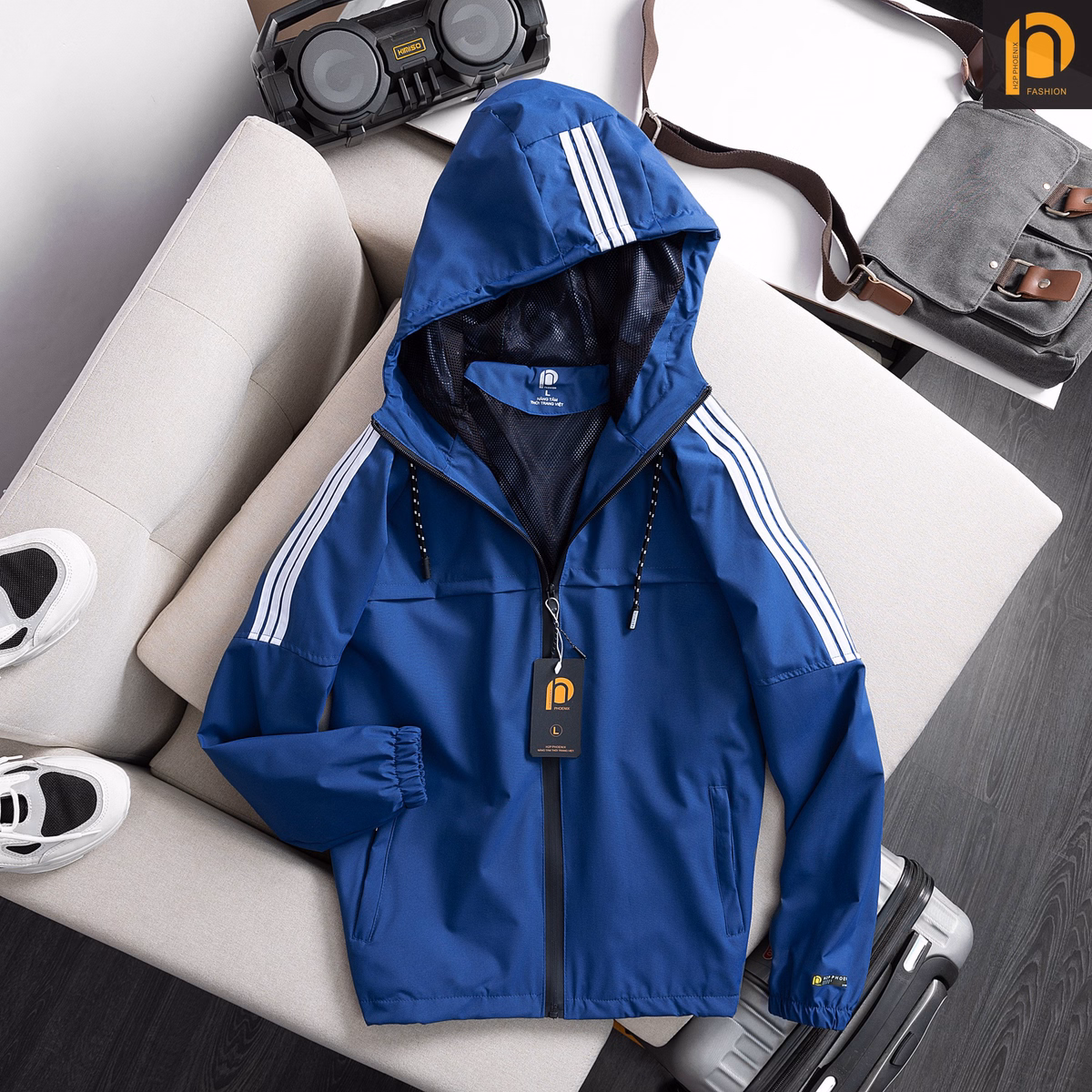 Áo Khoác Gió Nam 2 Lớp Phối Sọc Chống Nước, Chống Tia Uv Cao Cấp - Chipxinhxk - Ảnh 3