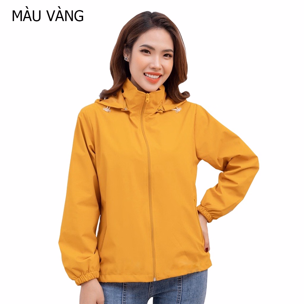 Áo Gió Nữ 2 Lớp Mẫu Trơn Mũ Có Thể Tháo Rời Chống Tia Uv Cao Cấp - Chipxinhxk