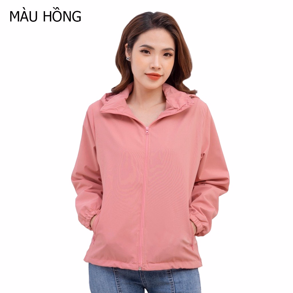 Áo Gió Nữ 2 Lớp Mẫu Trơn Mũ Có Thể Tháo Rời Chống Tia Uv Cao Cấp - Chipxinhxk - Ảnh 3