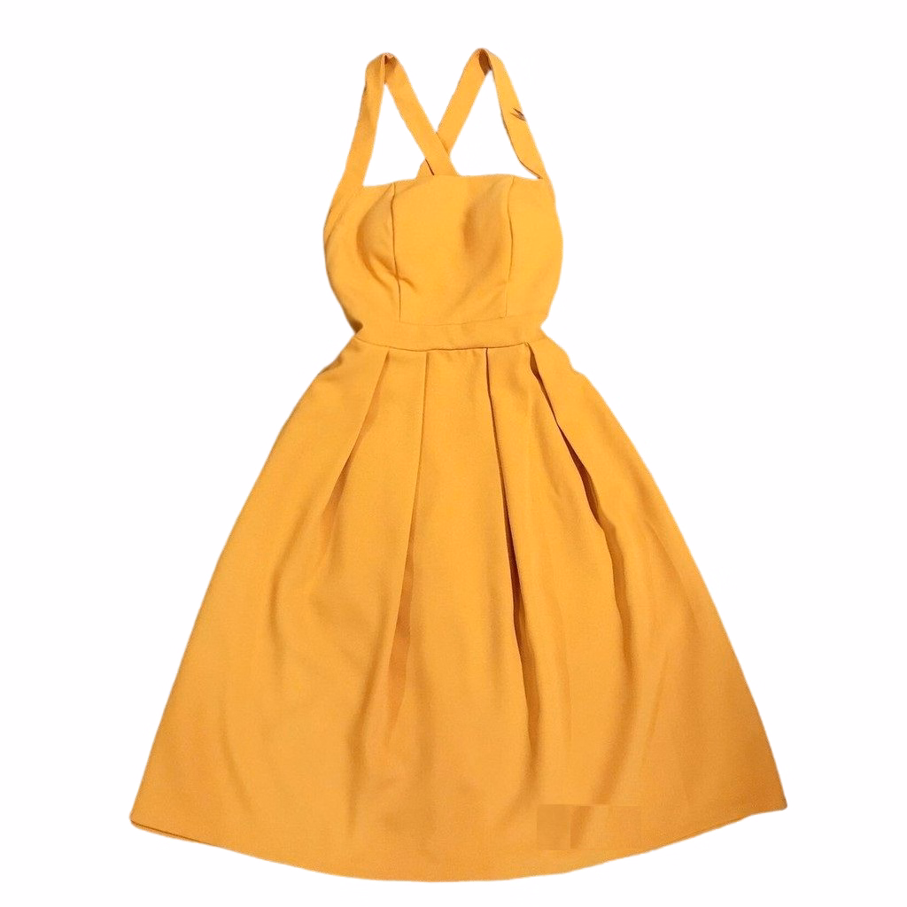 Đầm Maxi Vàng Đan Lưng Cao Cấp - Vanass