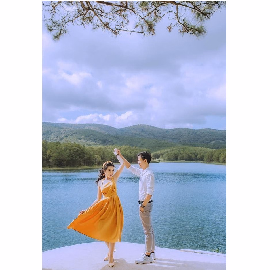 Đầm Maxi Vàng Đan Lưng Cao Cấp - Vanass - Ảnh 4