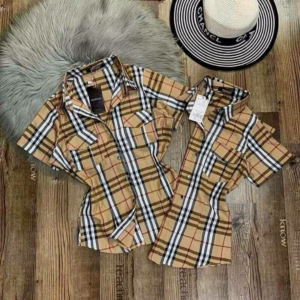 Sơmi Caro Phối Túi Tay Ngắn - Lê Phương Boutique