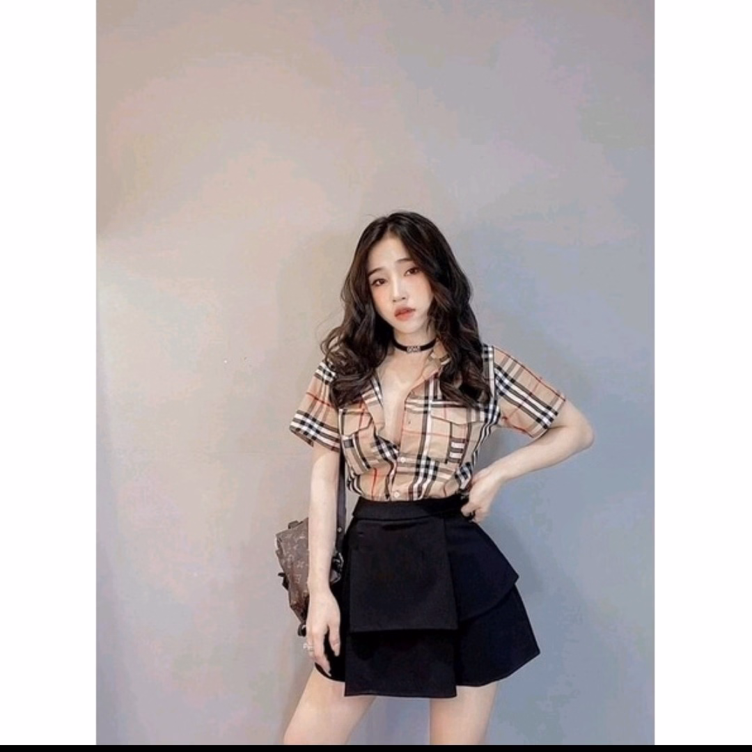 Sơmi Caro Phối Túi Tay Ngắn - Lê Phương Boutique - Ảnh 3