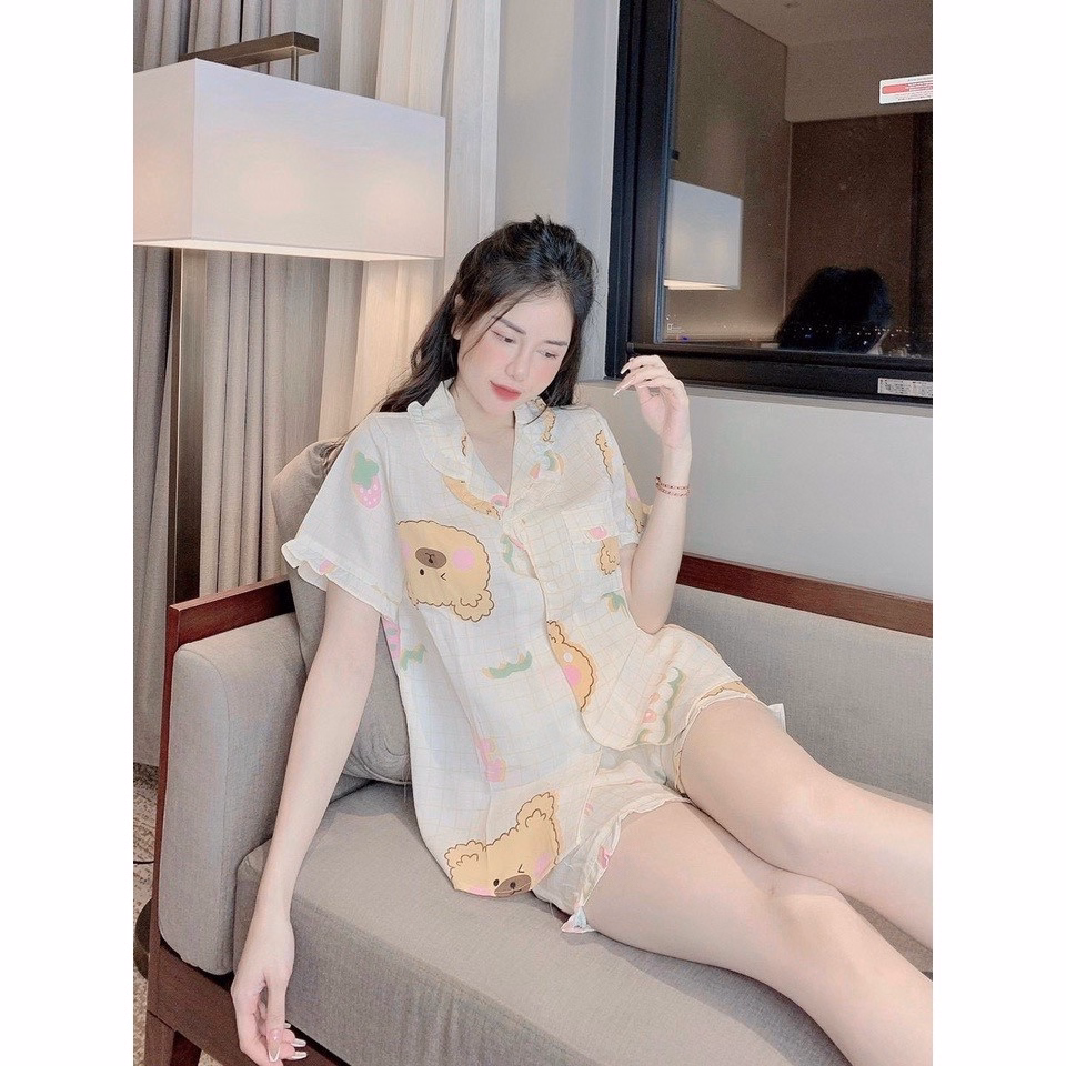 Đồ Mặc Nhà Pijama Lụa Mango Thiết Kế Quần Đùi Freesize Từ 42-58Kg - Queen - Ảnh 6
