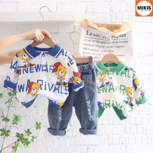 [Giảm 50%] Bộ Quần Áo Thu Đông Gấu Đội Mũ - Mikis