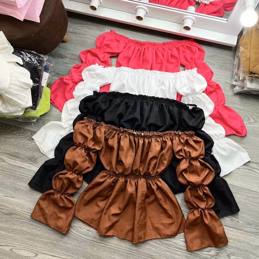 Áo Kiểu Trễ Vai Tiểu Thư Tay Bồng - Lê Phương Boutique