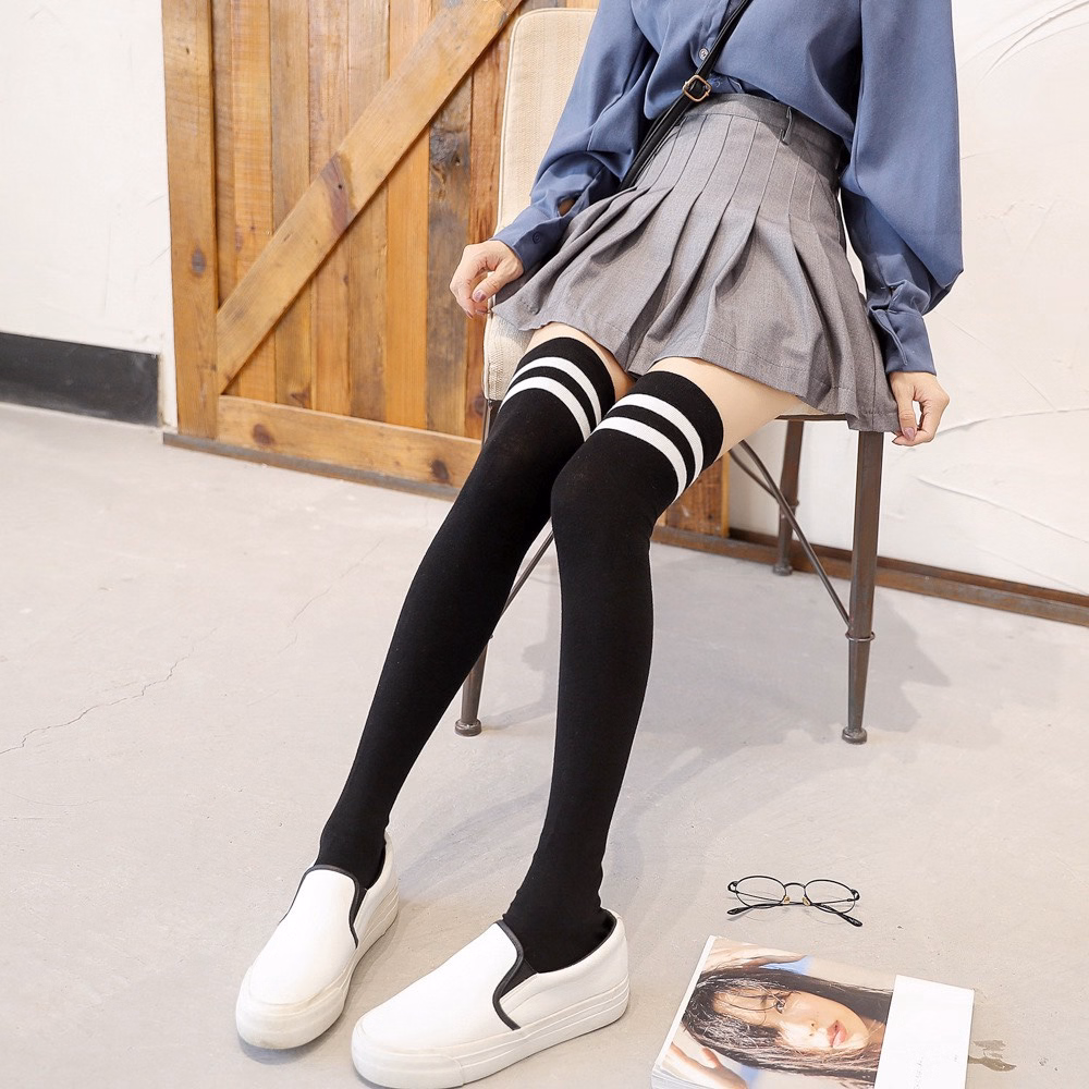 Tất Dáng Dài Kẻ Cổ Diện Váy Phong Cách Hàn - Diepchi Fashion - Ảnh 4