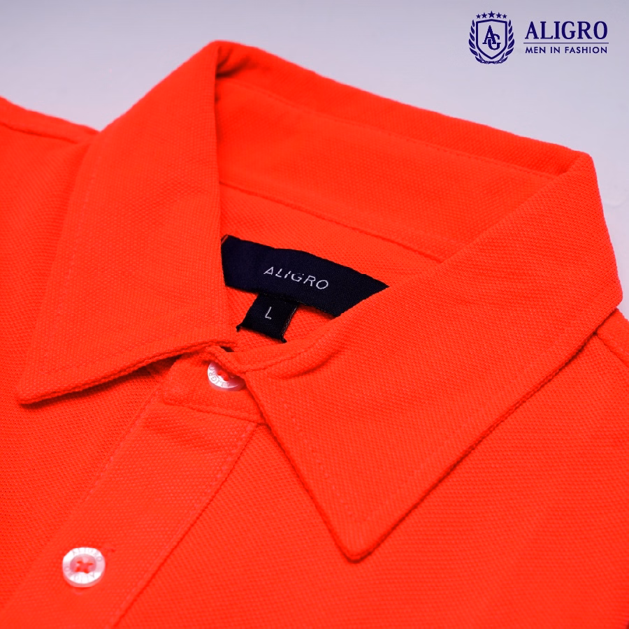 Áo Polo Nam Cotton Màu Cam - Aligro - Ảnh 6