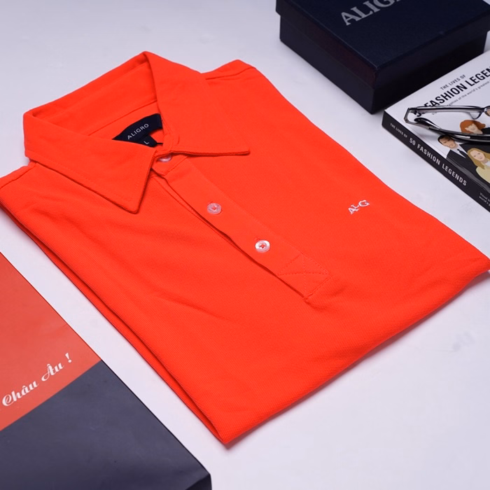 Áo Polo Nam Cotton Màu Cam - Aligro - Ảnh 5