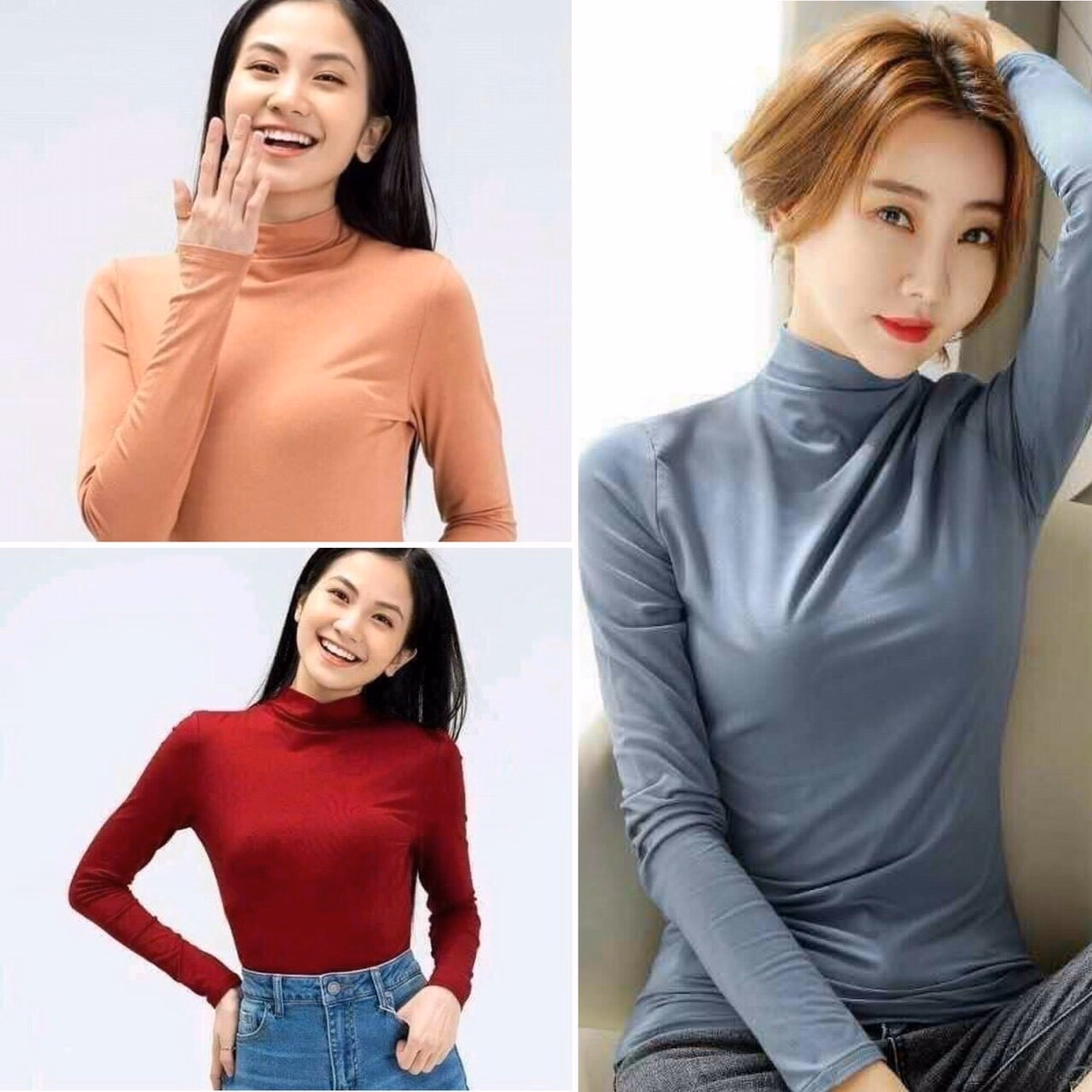 Combo 3 Áo Giữ Nhiệt Nữcổ Cao 3Cm Lót Nỉ - Vanass - Ảnh 4