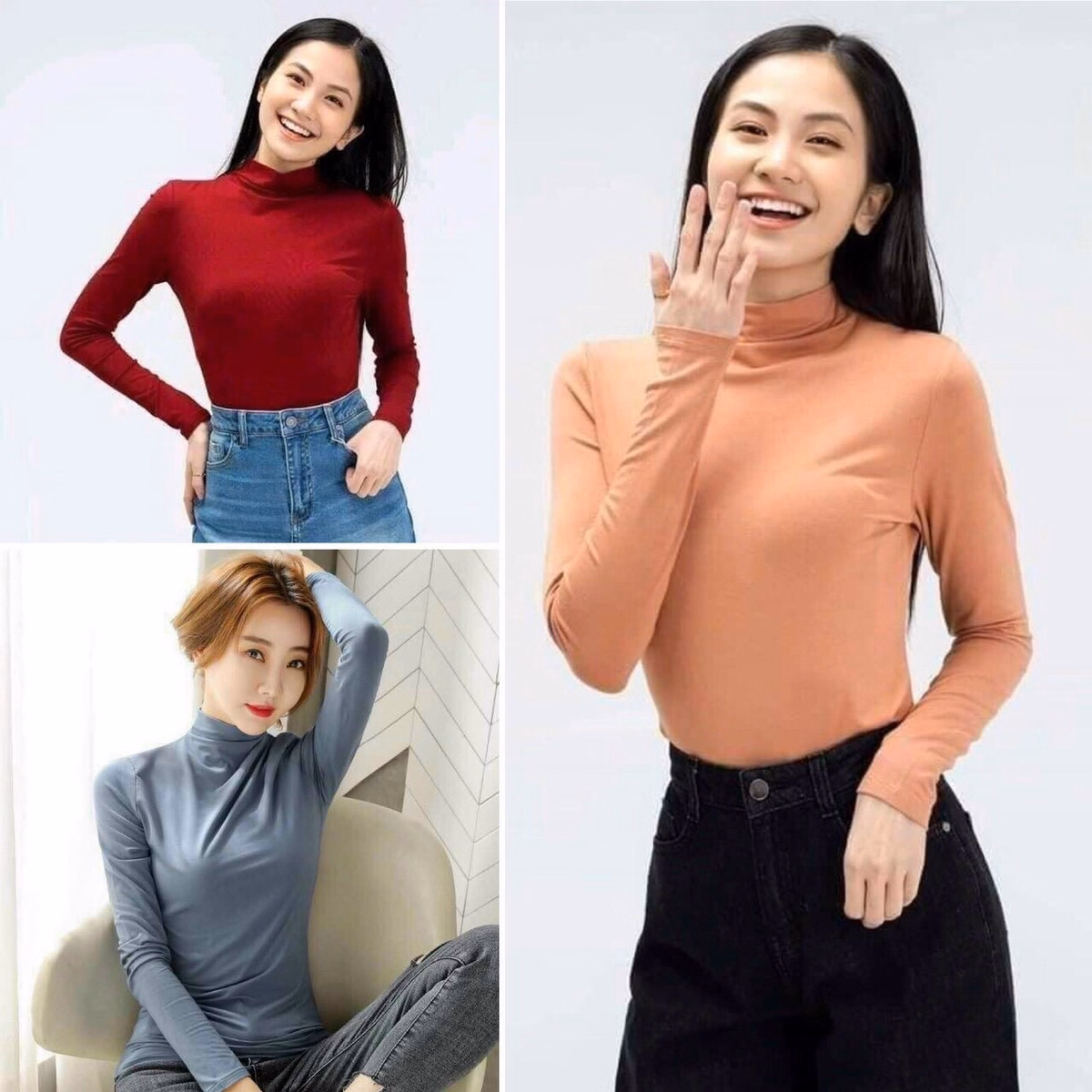 Combo 3 Áo Giữ Nhiệt Nữcổ Cao 3Cm Lót Nỉ - Vanass - Ảnh 5