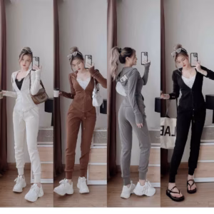 Set Khoác Gân Không Kèm Áo Lót, Quần Có Túi - Nana House