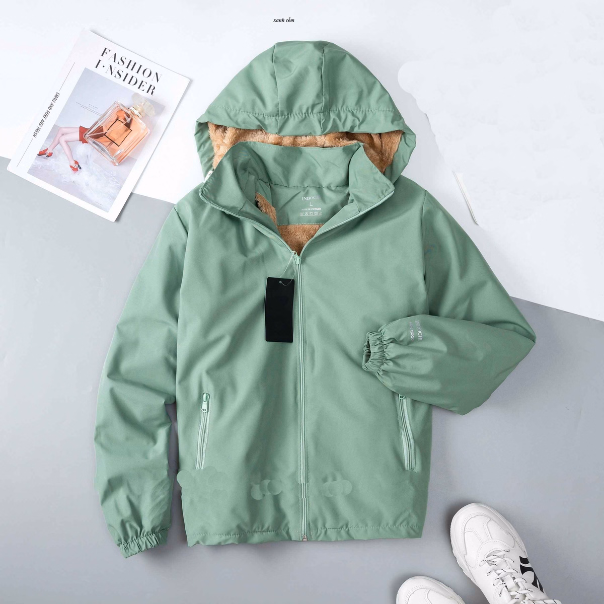 Áo Gió Lót Lông Chống Nước Nữ Lông Màu Nâu Cao Cấp - Chipxinhxk