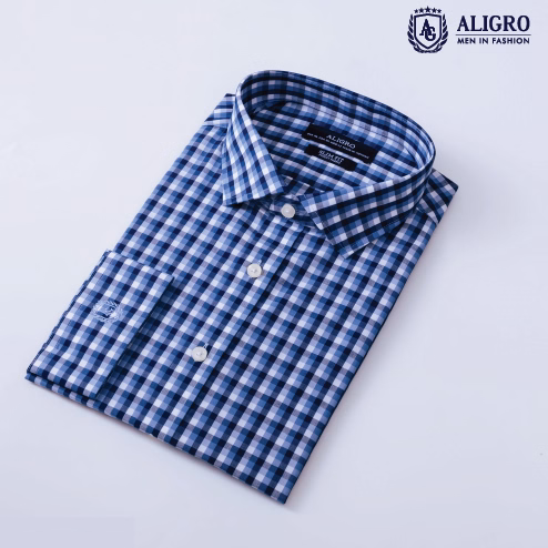 Áo Sơ Mi Dài Tay Bamboo Kẻ Caro Xanh - Aligro - Ảnh 5