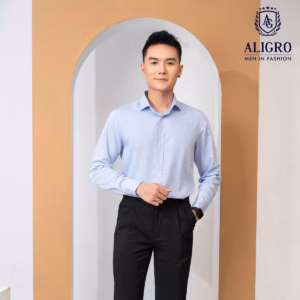 Áo Sơ Mi Dài Tay Bamboo Phẩy Xanh - Aligro