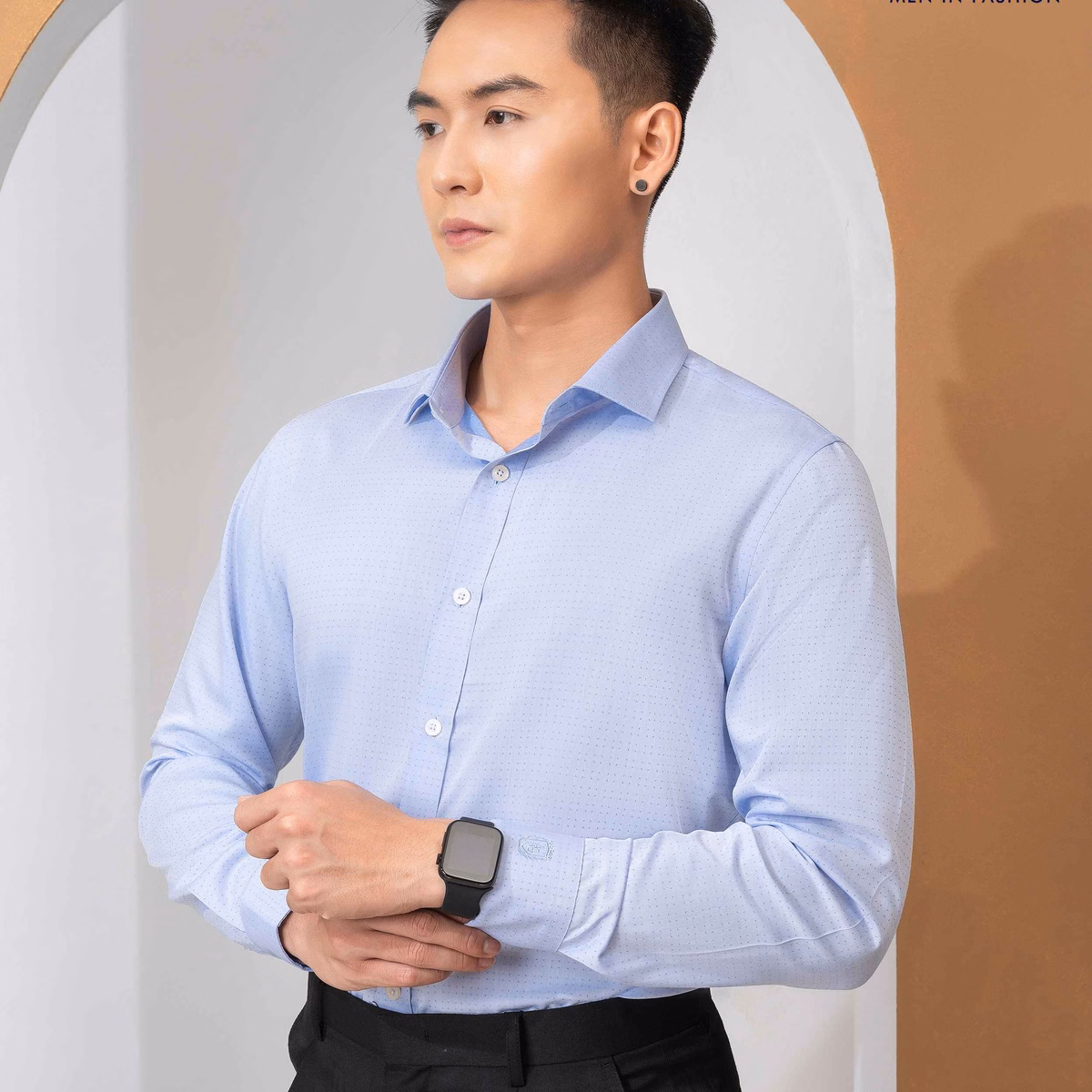 Áo Sơ Mi Dài Tay Bamboo Phẩy Xanh - Aligro - Ảnh 3