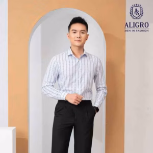Áo Sơ Mi Dài Tay Bamboo Trắng Kẻ Sọc - Aligro