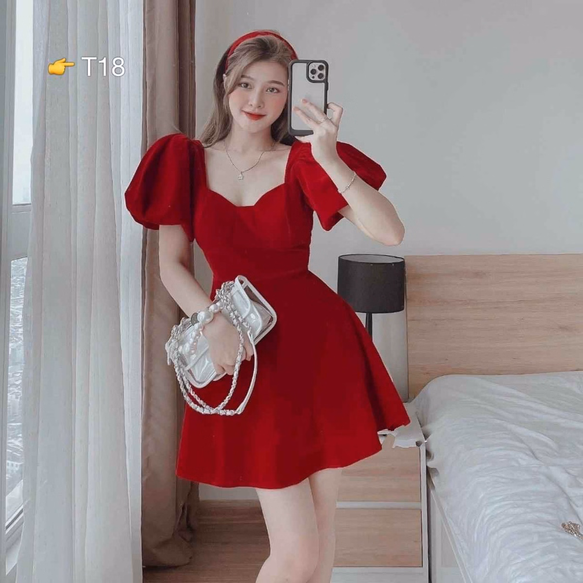 Đầm Nhung Tay Phồng Xoè - Lê Phương Boutique - Ảnh 3