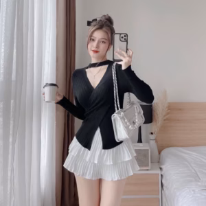 Áo Len Vạt Chéo Cổ Vòng - Chipxinhxk