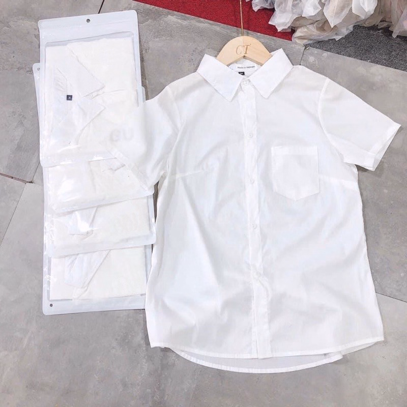 Áo Sơ Mi Trắng Ngắn Tay 1 Túi Trước Ngực - Chipxinhxk - Ảnh 4
