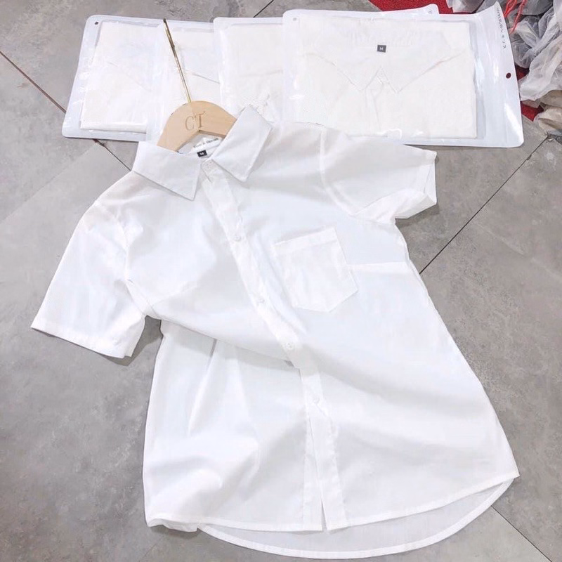 Áo Sơ Mi Trắng Ngắn Tay 1 Túi Trước Ngực - Chipxinhxk - Ảnh 2