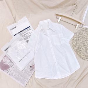 Áo Sơ Mi Trắng Ngắn Tay 1 Túi Trước Ngực - Chipxinhxk