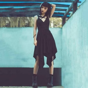 Đầm Thun Cổ Chữ V Chéo Dây - Mushroom Lee