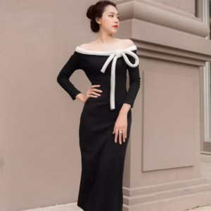 Đầm Thun Cột Nơ Trắng Phom Suông - Mushroom Lee