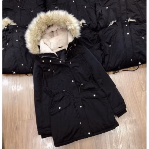 Áo Khoác Kaki Nữ Lót Bông Dáng Dài Phong Cách Hàn Quốc Kèm Mũ Lông Siêu Ấm Hot Trend - Htm Fashion