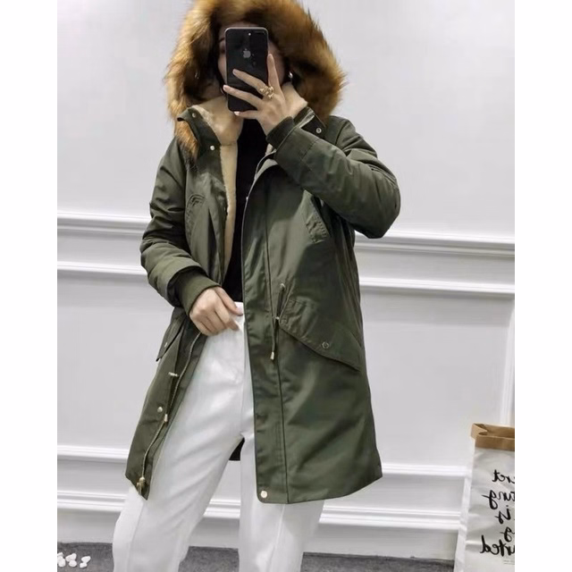 Áo Khoác Kaki Nữ Lót Bông Dáng Dài Phong Cách Hàn Quốc Kèm Mũ Lông Siêu Ấm Hot Trend - Htm Fashion - Ảnh 6