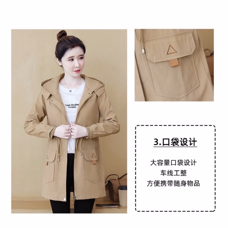 Áo Khoác Kaki Nữ Dáng Dài Form Rộng Phong Cánh Hàn Quốc Chống Nắng Chống Gió Hot Trend - Htm Fashion - Ảnh 6