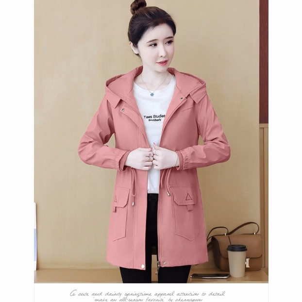 Áo Khoác Kaki Nữ Dáng Dài Form Rộng Phong Cánh Hàn Quốc Chống Nắng Chống Gió Hot Trend - Htm Fashion - Ảnh 3