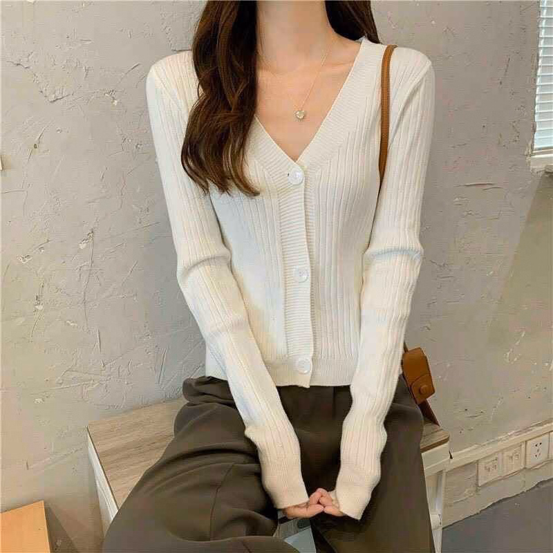 Áo Len Cardigan 3 Khuy Dáng Croptop Hack Dáng - Diepchi Fashion
