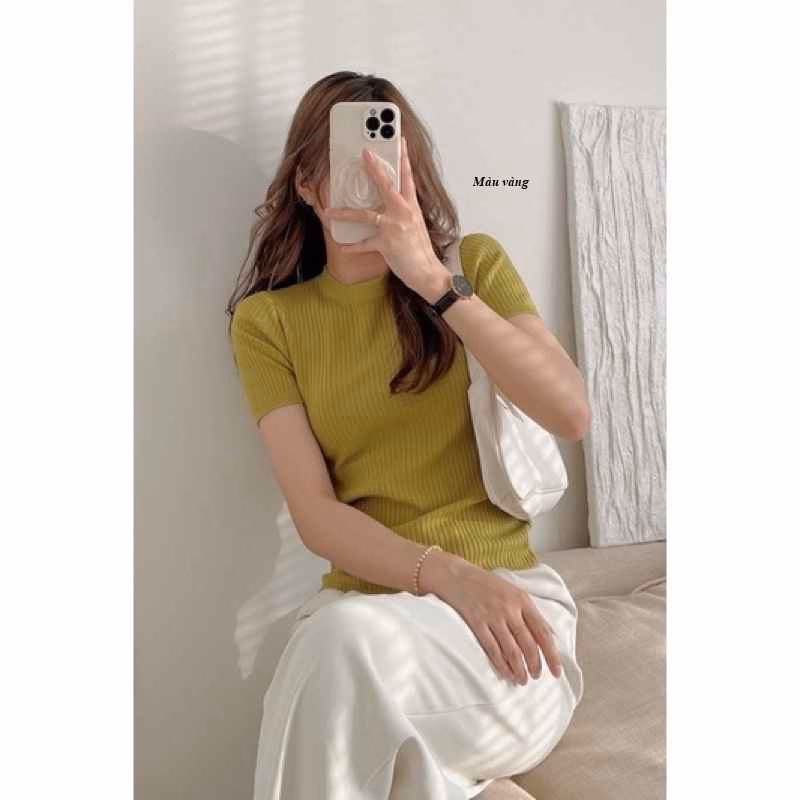 Áo Len Cộc Tay Cổ Tròn Chất Len Đũa Dày Mịn - Diepchi Fashion - Ảnh 5