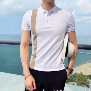 Áo Phông Nam Ngắn Tay, Cổ Bẻ Phối Kẻ Dọc Thân Áo Cao Cấp Ctb07- Bechip