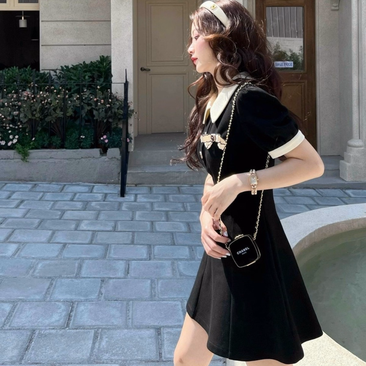 Đầm Tiểu Thư Cổ Bẻ Phối Nút Đính Nơ Umi Siêu Đẹp - Lê Phương Boutique - Ảnh 4