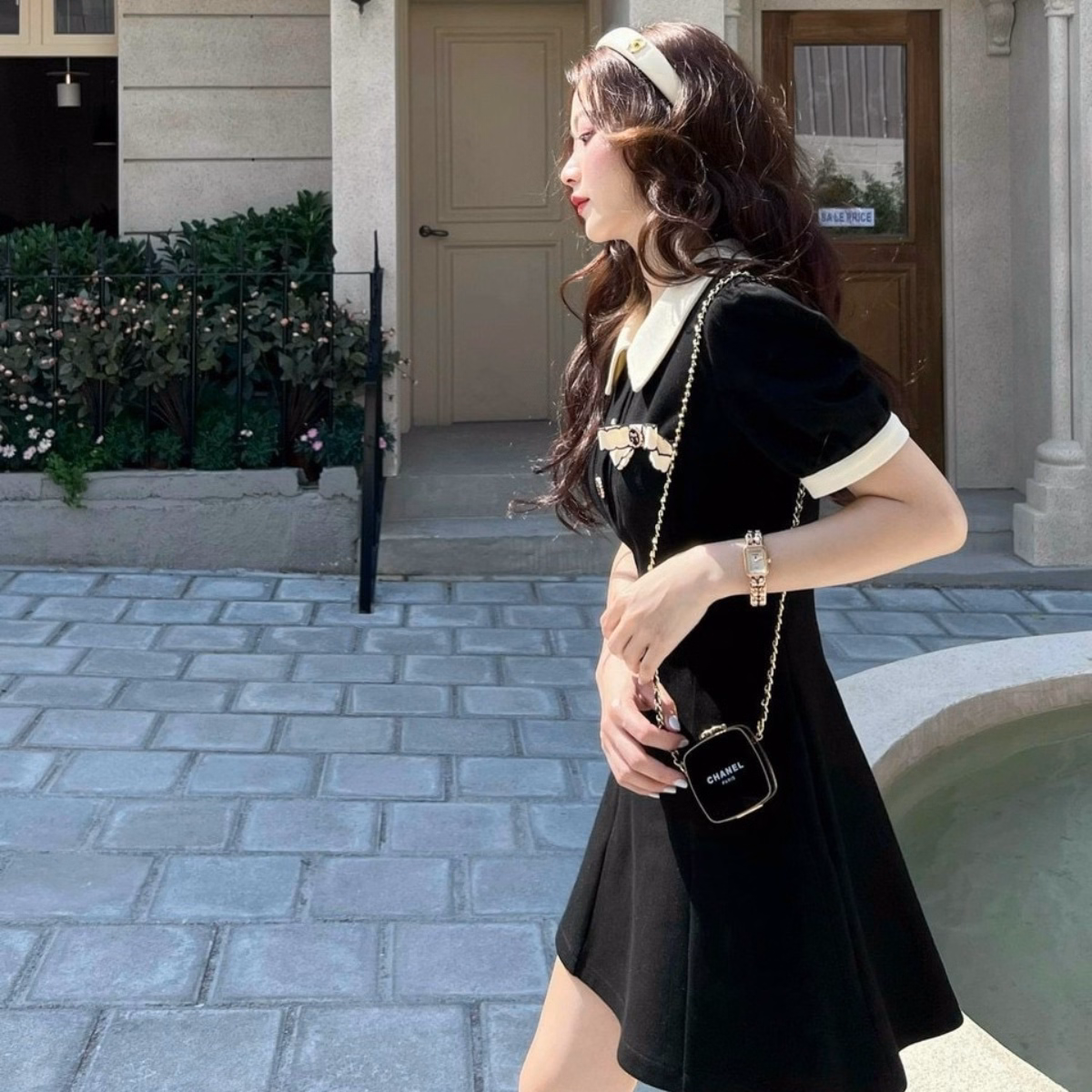 Đầm Tiểu Thư Cổ Bẻ Phối Nút Đính Nơ Umi Siêu Đẹp - Lê Phương Boutique - Ảnh 5