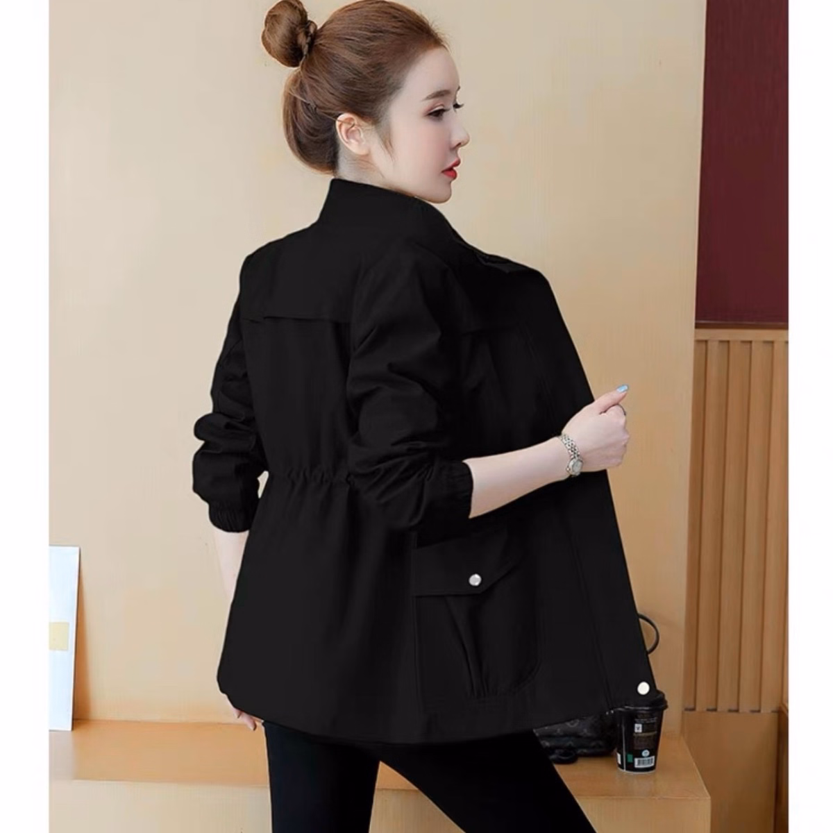 Áo Khoác Kaki Nữ 2 Lớp Túi Hộp Cá Tính Siêu Đẹp Hot Trend - Htm Fashion - Ảnh 2