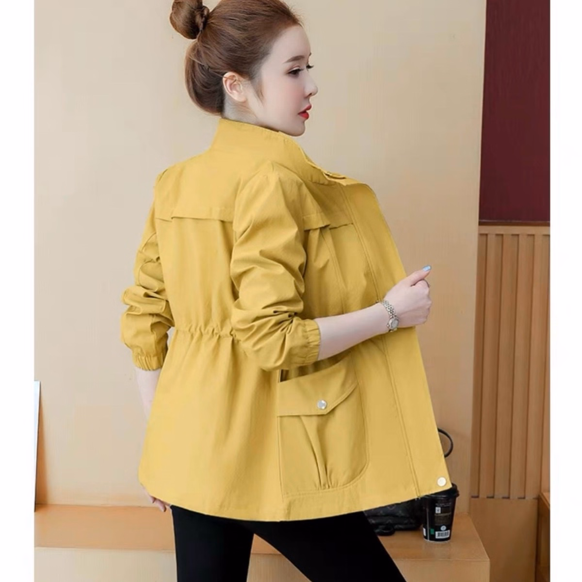 Áo Khoác Kaki Nữ 2 Lớp Túi Hộp Cá Tính Siêu Đẹp Hot Trend - Htm Fashion - Ảnh 3