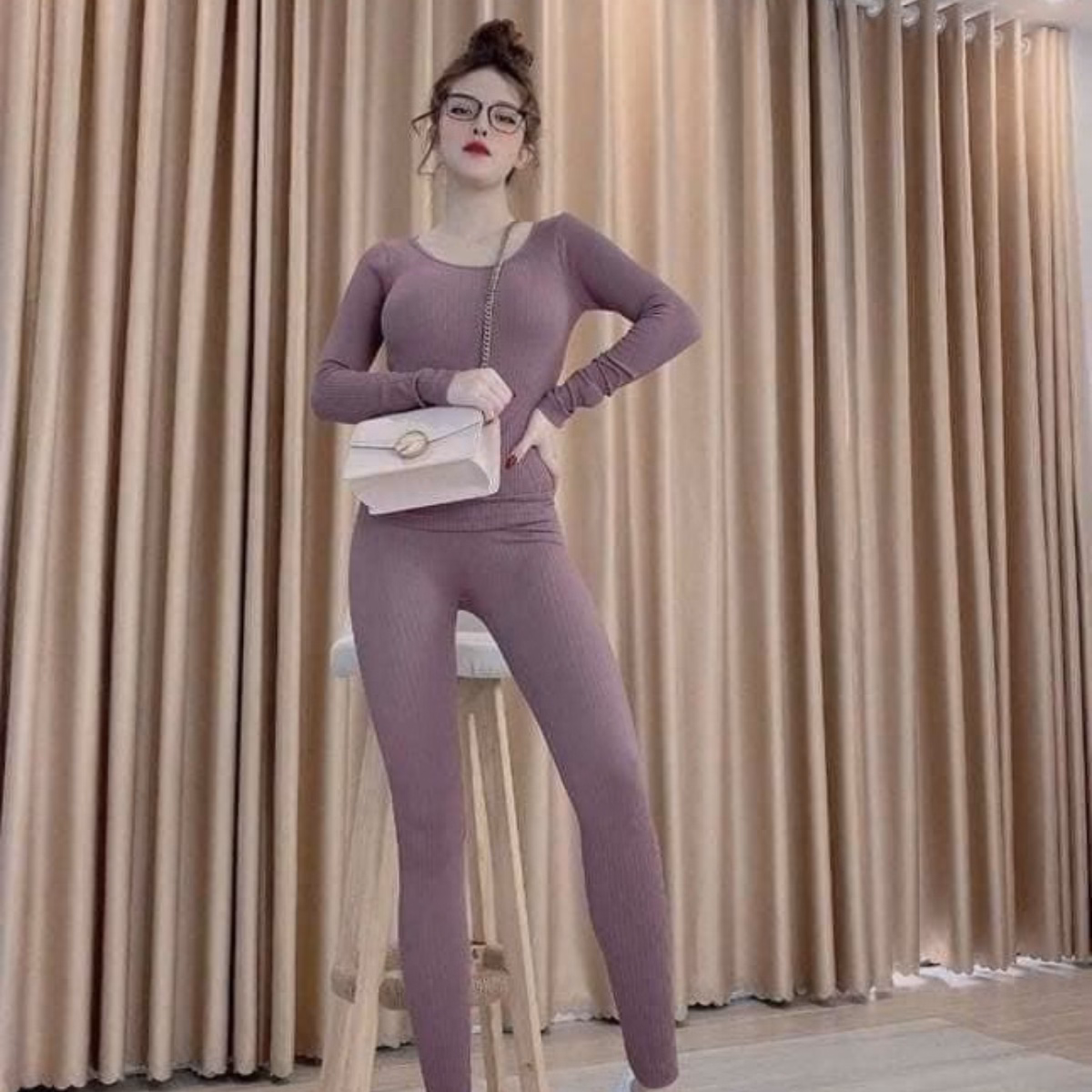 Bộ Len Tăm Giữ Nhiệt Nữ Siêu Ấm, Bộ Len Body Nữ Kèm Hộp - Dmastore