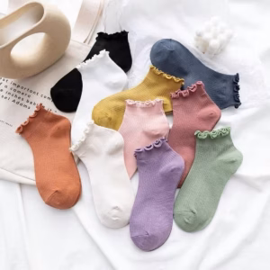 Combo 10 Đôi Tất Nhiều Màu, Dáng Cổ Ngắn Phối Bèo, Chất Dày Đẹp - Chipxinhxk