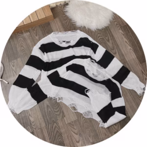 Áo Len Tay Dài Croptop Sọc Rách Kiểu - Be Youself