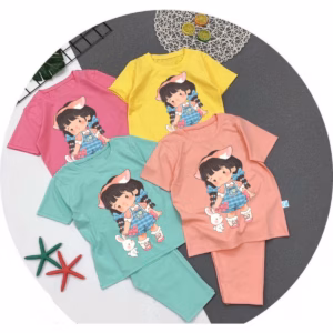 Bộ Quần Áo Bé Gái Lửng In Hình Bé Gái Và Thỏ Đáng Yêu - Be Yourself