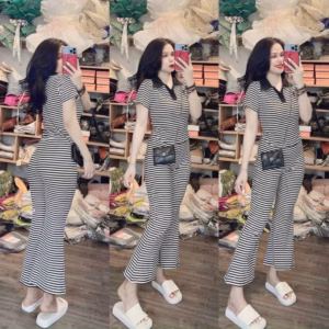 Set Bộ Thun Gân Tay Ngắn Quần Dài Loe - Be Yourself