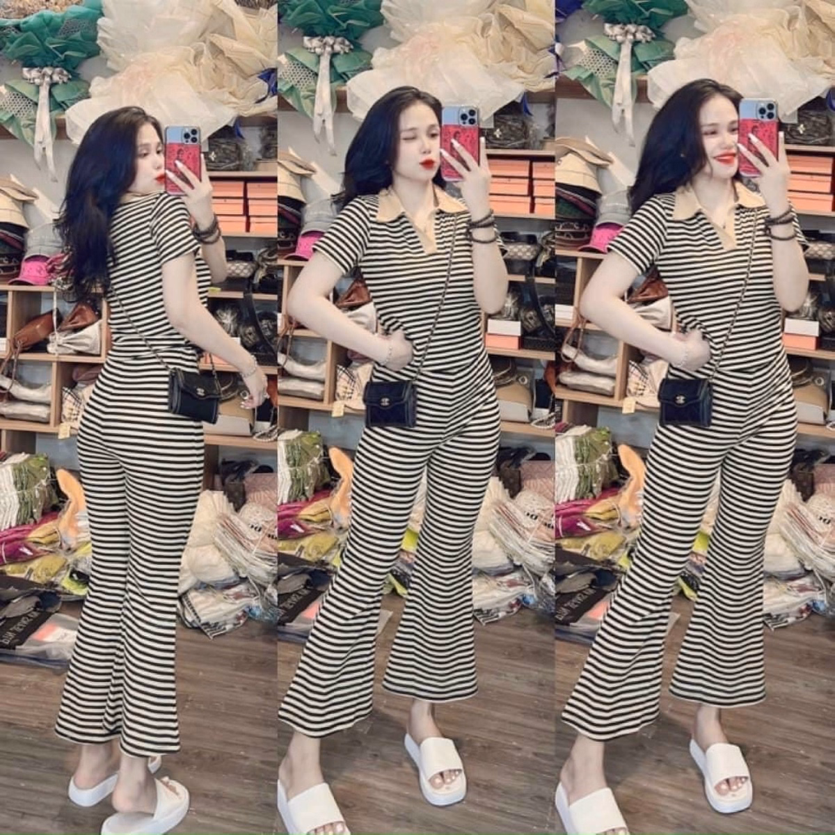 Set Bộ Thun Gân Tay Ngắn Quần Dài Loe - Be Yourself - Ảnh 3