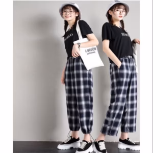 Quần Ống Rộng Kẻ Caro Có Dây Rút Ống - Chipxinhxk